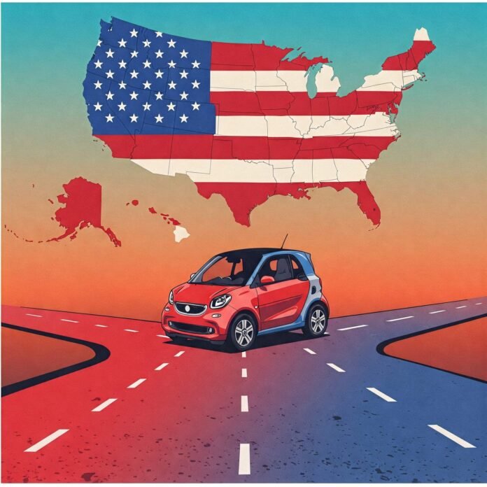 Smart Car on Divided Road: Red vs. Blue States