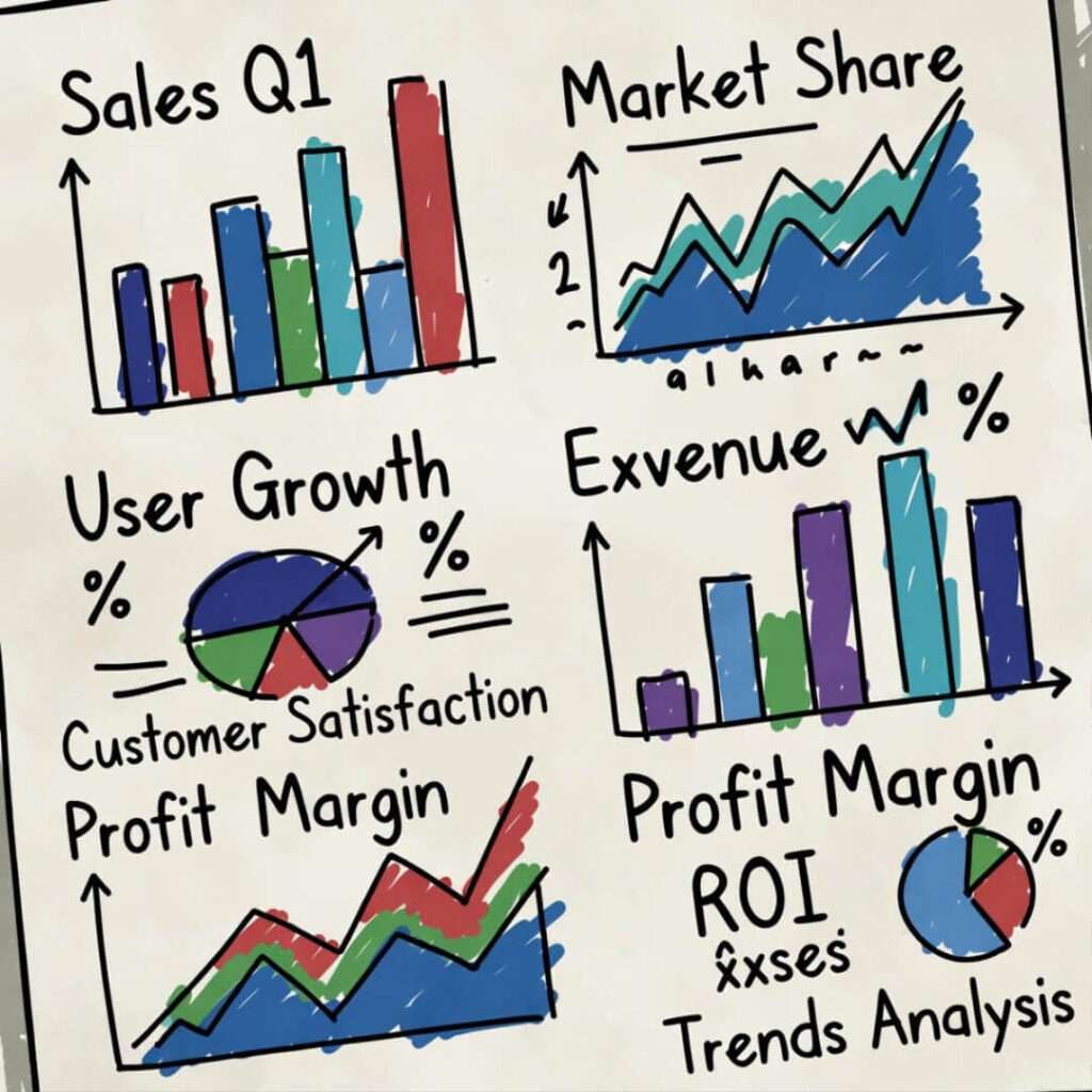 Hand-drawn infographic with quirky charts, peeking through fingers embarrassed view.