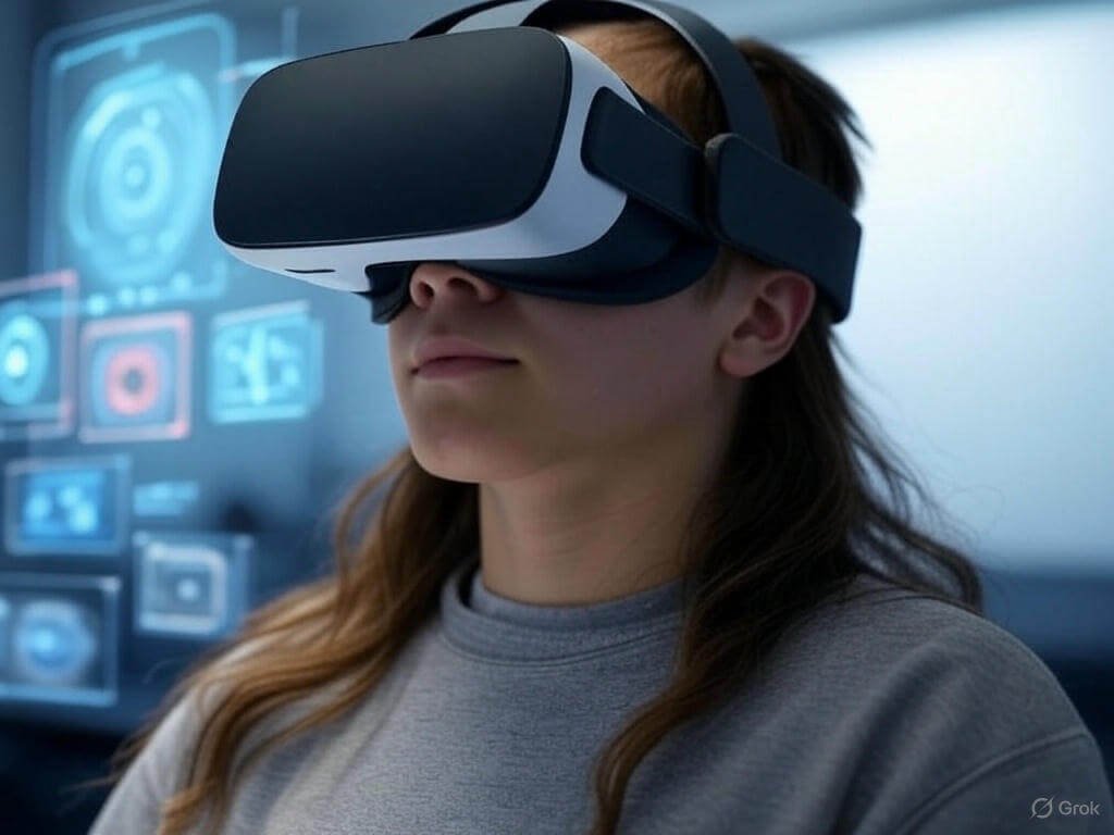 UCF student using VR goggles for medical