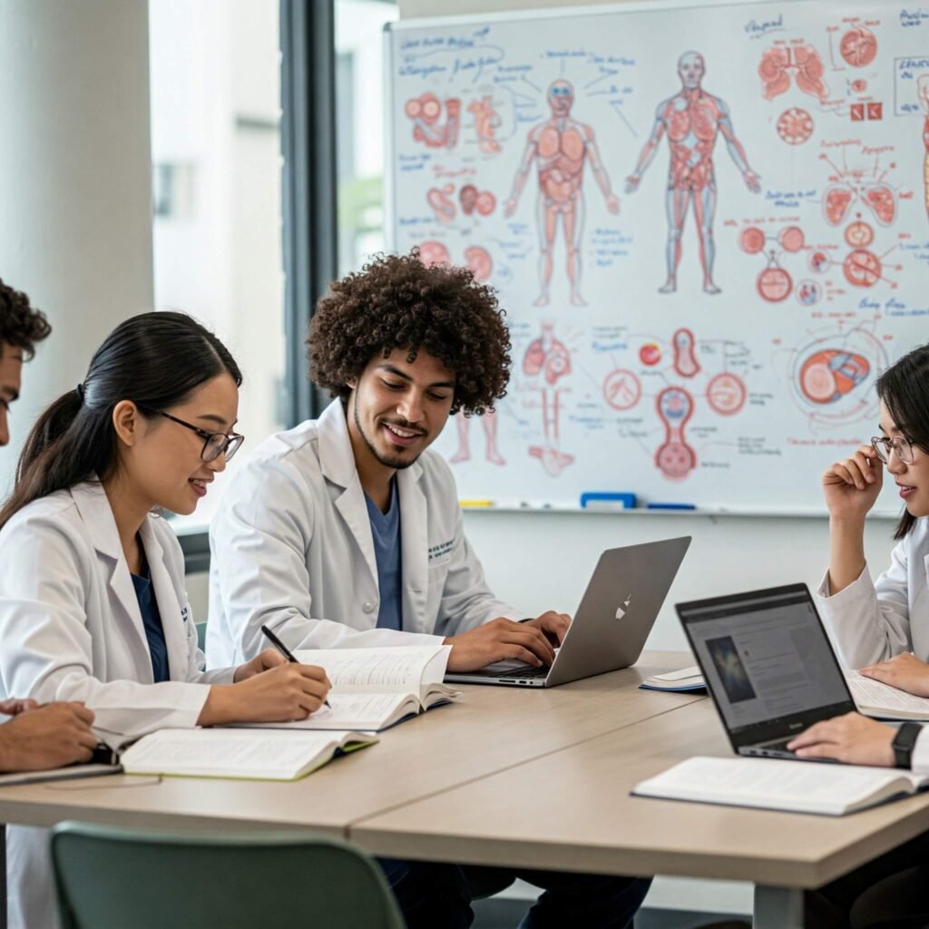 Medical students studying together
