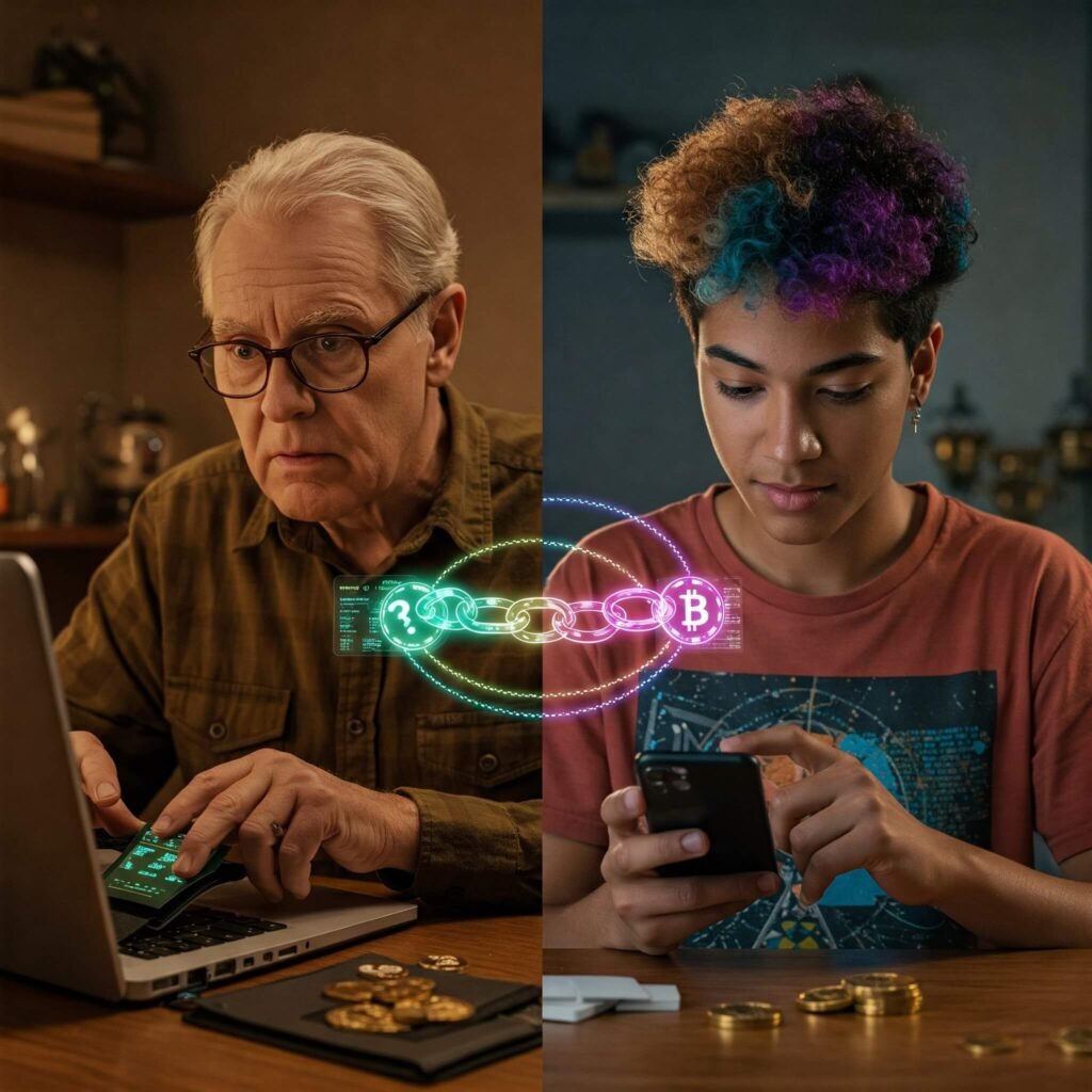 Boomer vs. Gen Z crypto trading.
