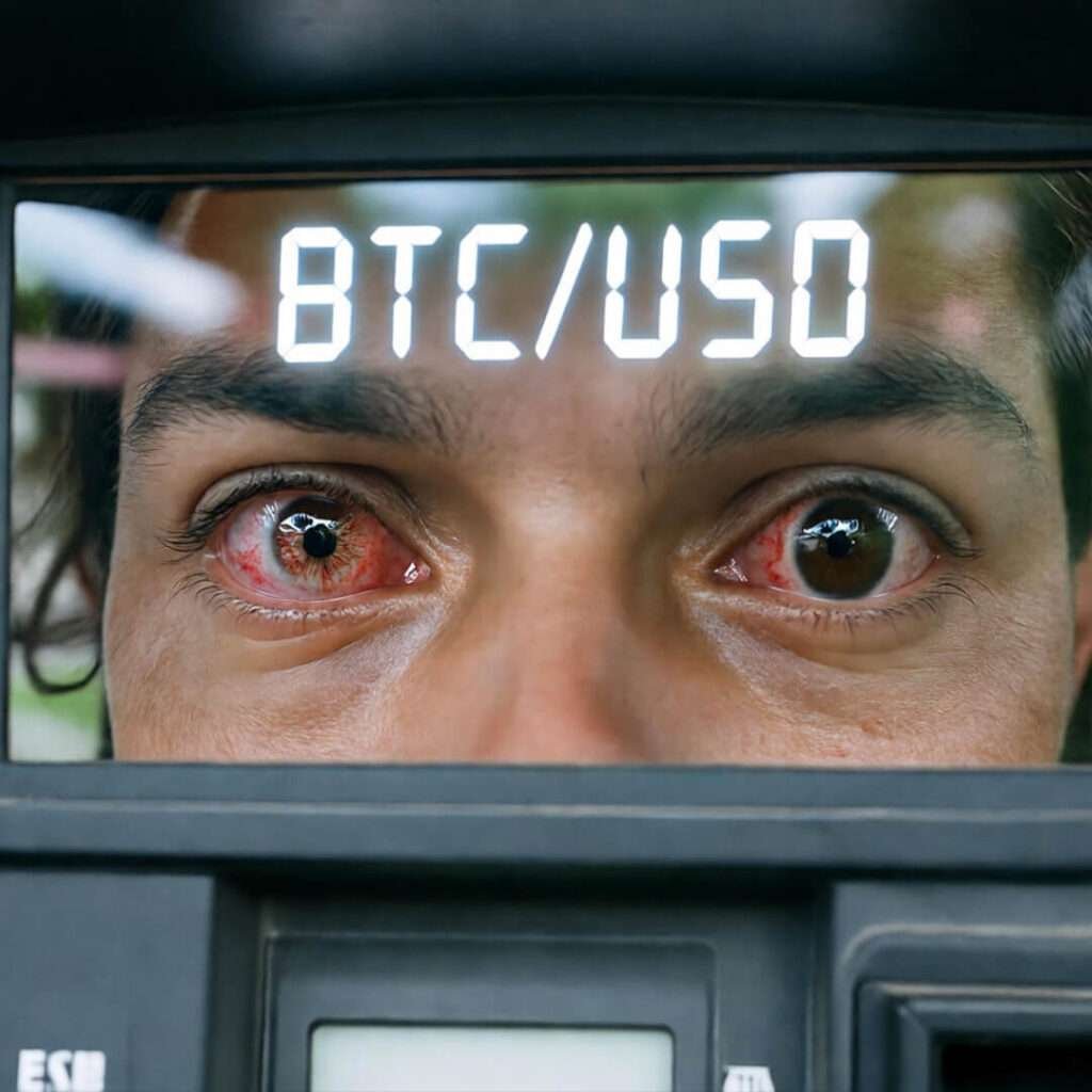 Bloodshot eyes stare into gas-pump screen: BTC/USD $29,381.50. Midnight FOMO.