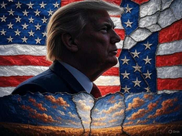 Digital collage of Donald Trump