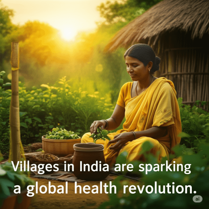 Indian Village Woman Preparing Herbs