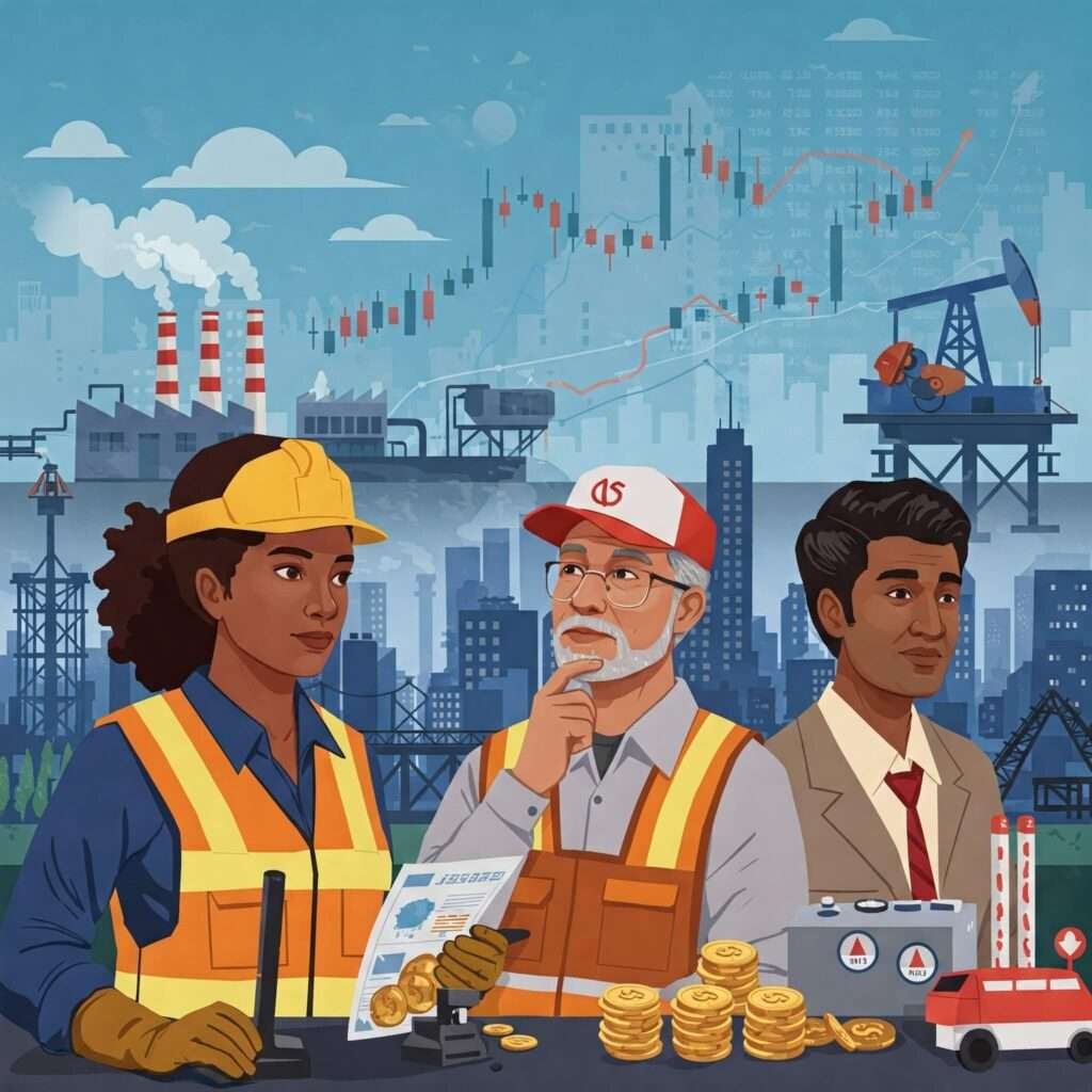 Dynamic infographic of a bustling American city