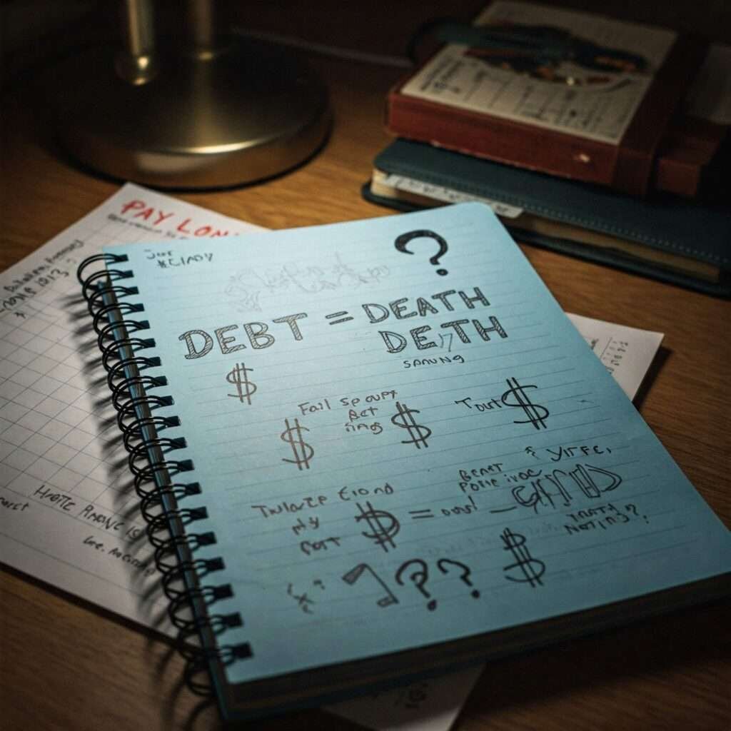 College Notebook with Debt Doodles