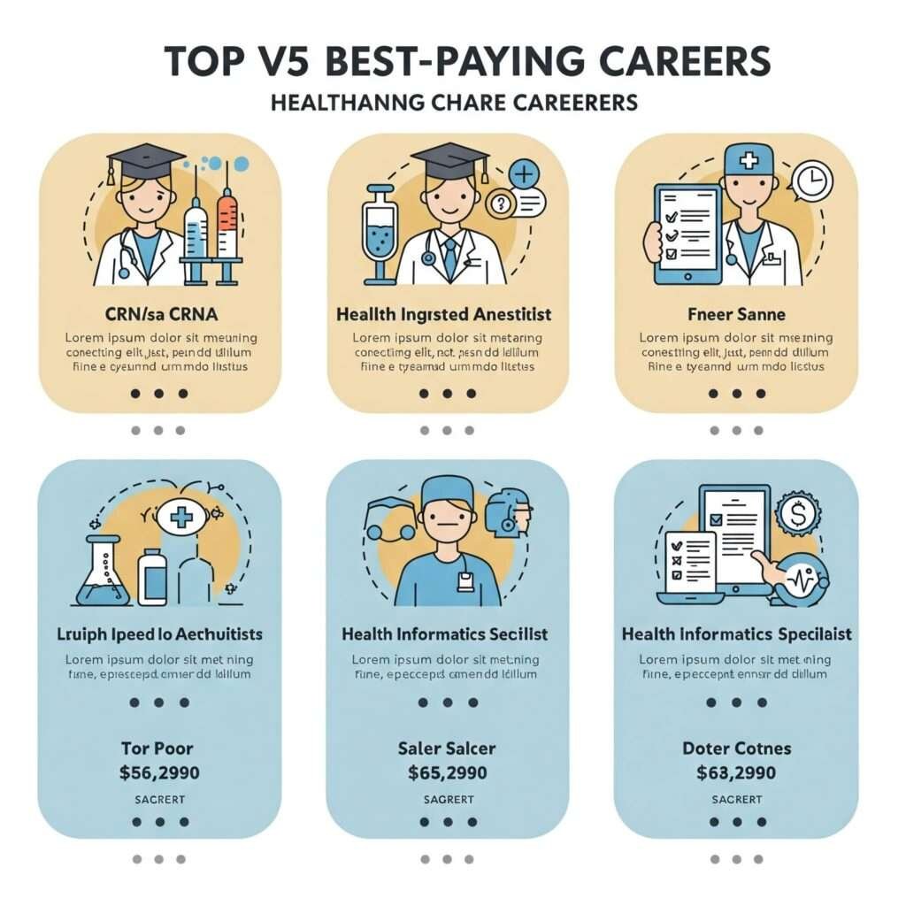 Top 5 highest paying healthcare careers infographic