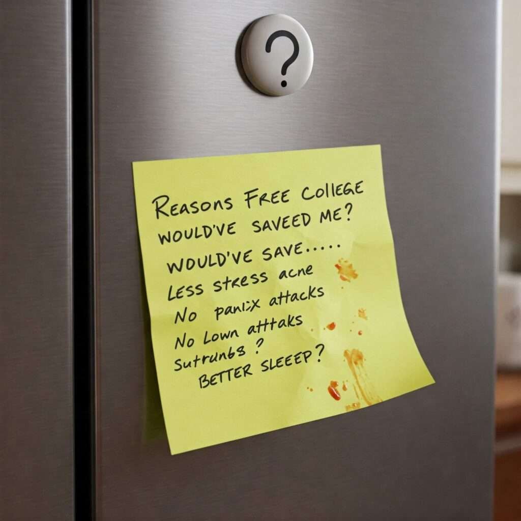 Sticky Note on Fridge: Reasons for Free College