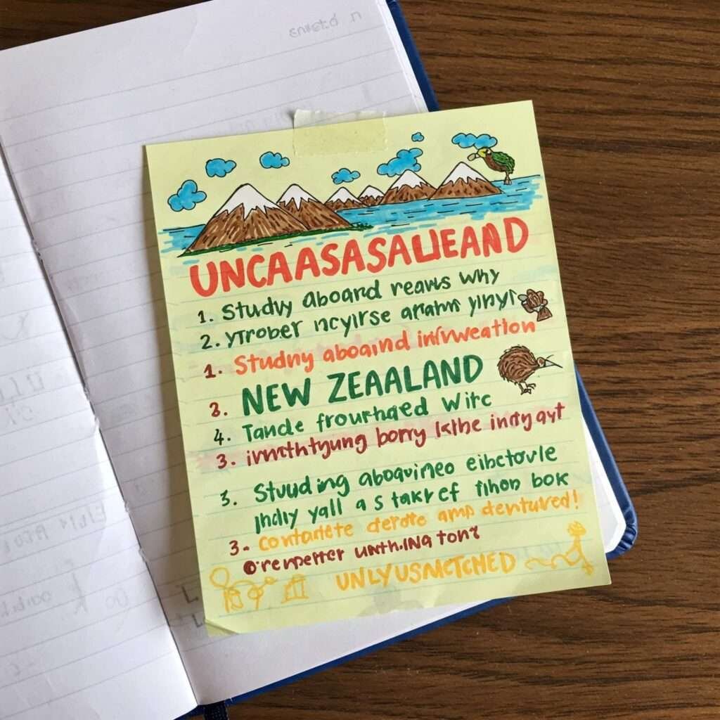 New Zealand study abroad reasons doodle.