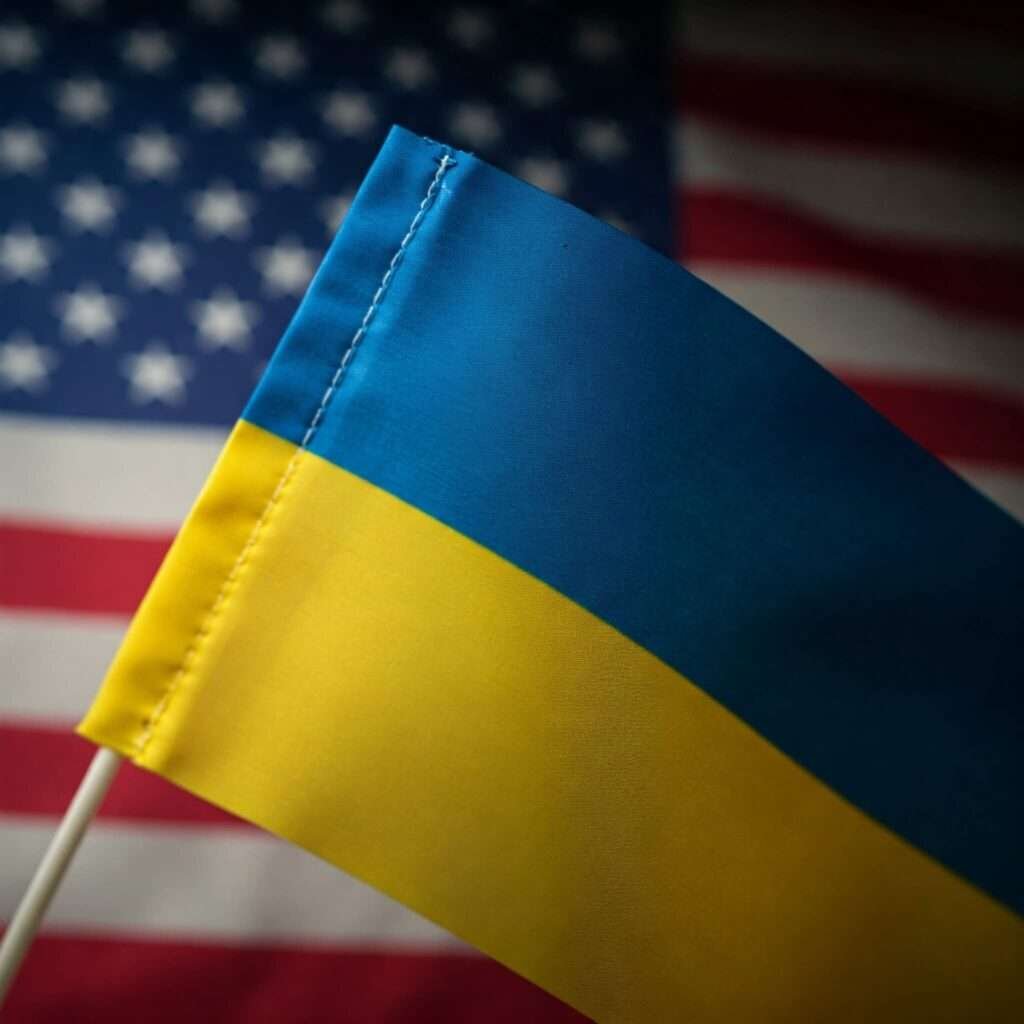 Ukraine USA Flags Focus Fade