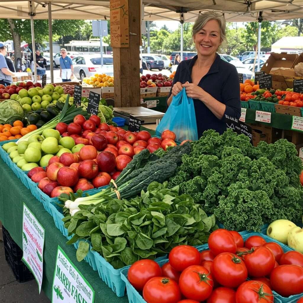 Bustling Farmers Market Produce