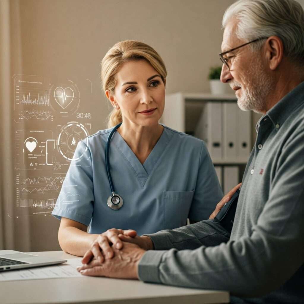 Empathetic doctor-patient discussion.