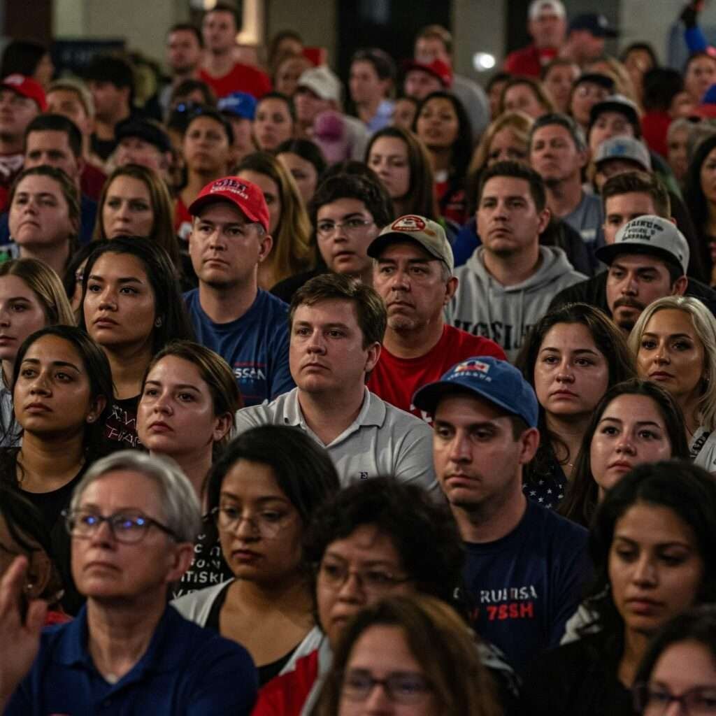 Hopeful, Tense Political Rally Crowd