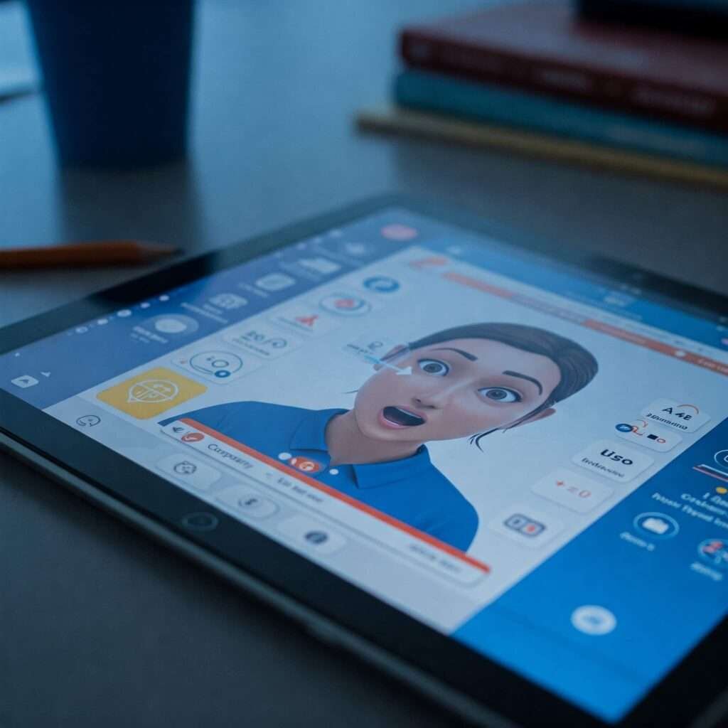 AI tutor lesson showing on tablet screen.