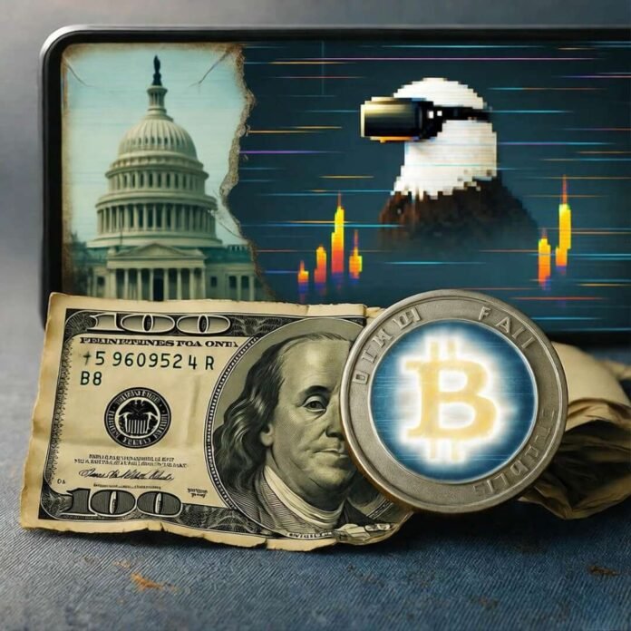 Crumpled $100 bill morphs into glowing 